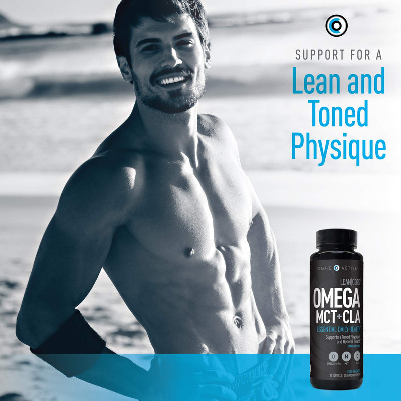 [Australia] - LEAN CORE OMEGA MCT + CLA - Stimulant Free Health Formula, Lean Muscle & Toned Physique, Omega 3-6-9 Fatty Acids - Flaxseed Fish Oil- Coconut Oil- Keto Friendly 30 Day Supply (90 Softgels) 