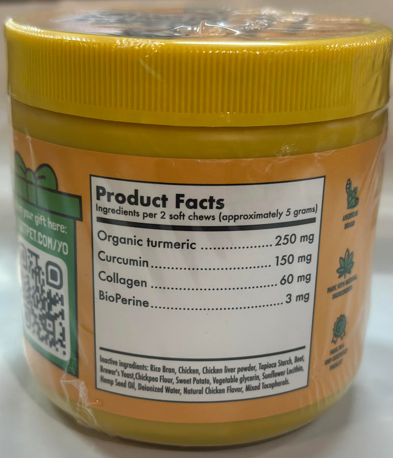 Turmeric Curcumin Hip & Joint Dogs Supplement Anti-Inflammatory Support for Arthritis & Mobility with Collagen & BioPerine Pain Relief Antioxidant Digestive Cardiovascular and Liver Health 120 Chews 1 Count (Pack of 120) - PawsPlanet Australia