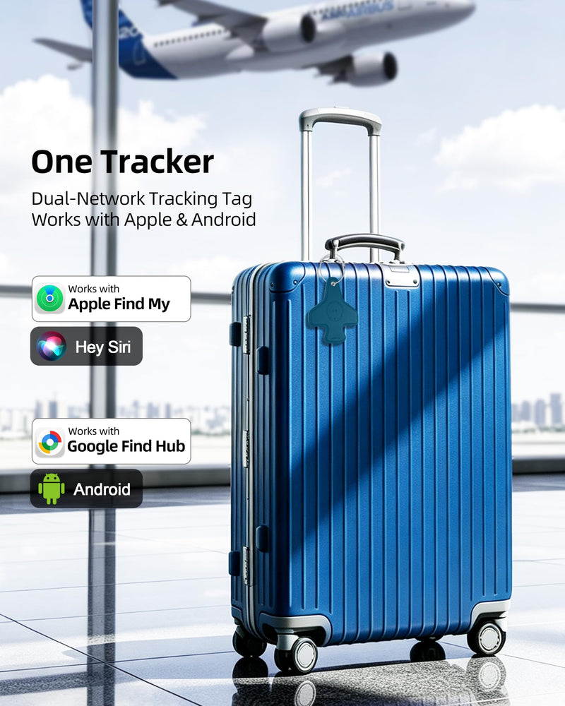 Luggage Tag, Built-in Smart Bluetooth Tracker, Plane Travel Essentials | Item Finder Compatible with Apple Find My (iOS) & Google Find Hub (Android) for Luggage, Bag and More, Rechargeable, Black