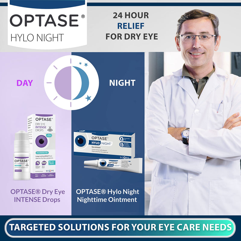 Optase HYLO Night Gel for Dry Eyes - Preservative Free Lubricant Ointment for Nighttime Dry Eye Relief from Blepharitis and Styes - .18 oz