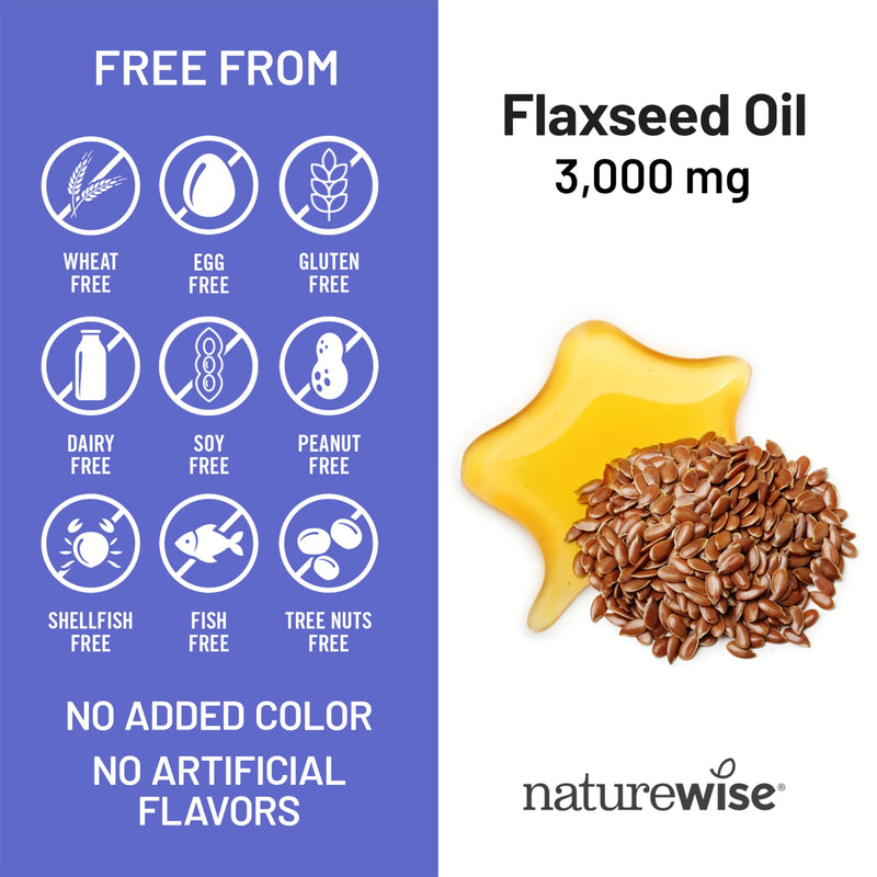 [Australia] - NatureWise Flaxseed Oil 3000 mg, Fish Free Omega 3 with 1500 mg ALA, Dietary Supplement for Immune Health Support - Organic, Cold Pressed, Non-GMO - 90 Softgels[30-Day Supply] 90 Count (Pack of 1) 