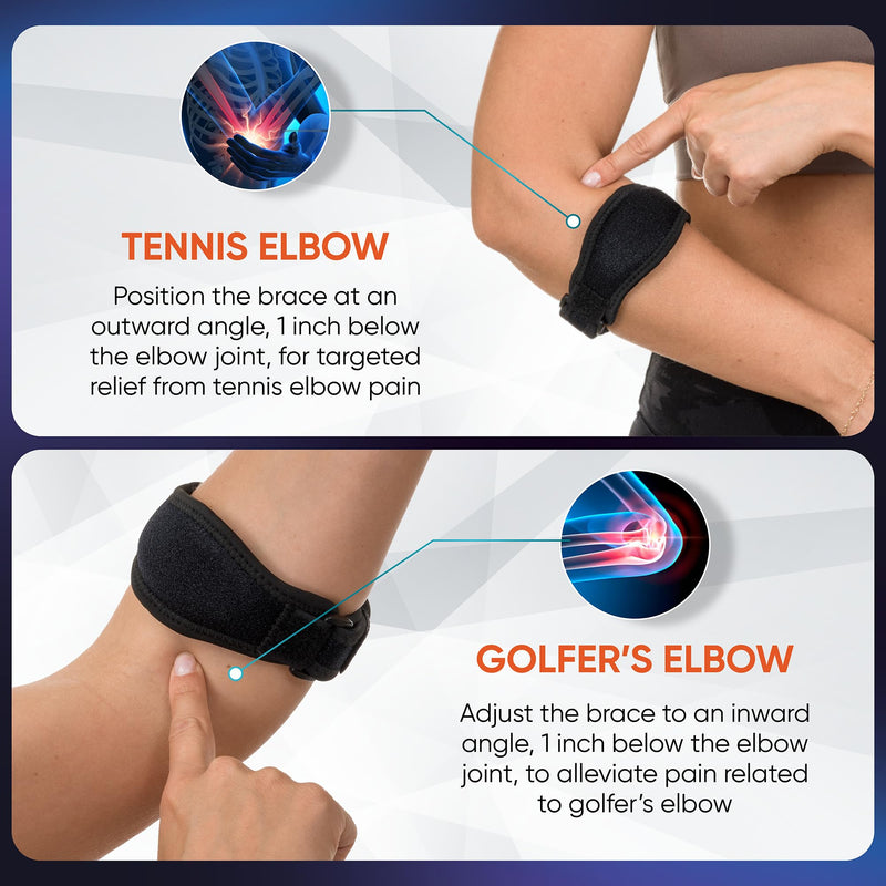 [Australia] - 2-Pack Elbow Brace for Men & Women, Adjustable Tennis & Golfer's Elbow Support Strap for Tendonitis Pain Relief - Compression Pad for Arm, Forearm, Tendon Pain Relief 