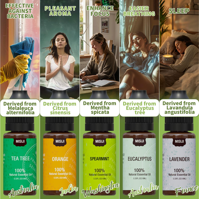 [Australia] - Essential Oils Set Top 5 Aromatherapy-Essential Oils for Diffuser for Home,Air Freshening Diffuser Oils Scents for aromatherapy,Laundry,Candle&Soap Making,Humidifiers 5 X 10ML Daily Essential 