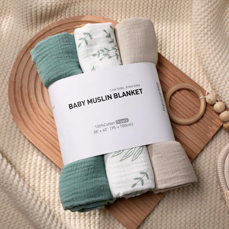 [Australia] - Muslin Swaddle Blankets for Newborn, 3 Pack Breathable Soft Receiving Blanket, Large 38 x 40 inches Swaddle Wrap Burping Clothes, Essentials Infant Shower Items, Toddler Gift (Bright Colors) Bright Colors 