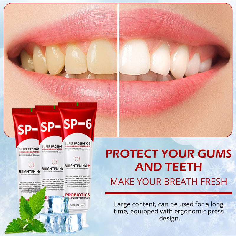 [Australia] - SP-6 Probiotics Whitening Toothpaste - Probiotics for Teeth Whitening and Gum Health - Enamel-Safe, Fluoride-Free, Double Mint Flavor,Fresh Breath (3PCS) 3 