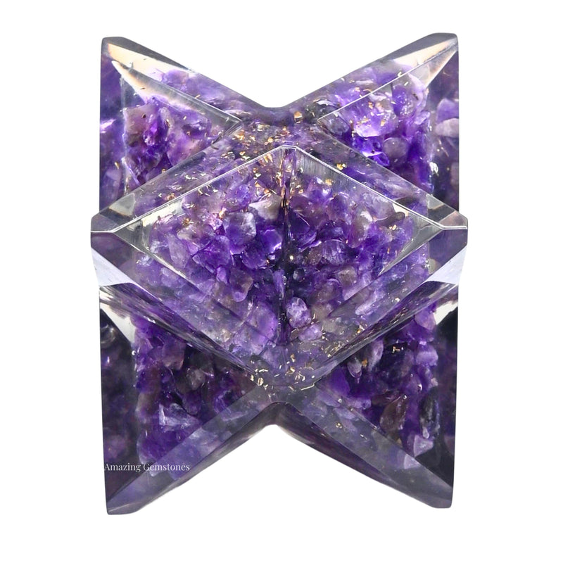 Amazing Gemstone 1 Pcs Amethyst Large Crystal Orgone Merkaba Star for Reiki Healing Meditation and Crystal Grid
