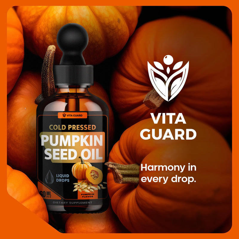 [Australia] - Cold Pressed Pumpkin Seed Oil Liquid Drops ‚Äì 2000mg per Serving | Vegan, Gluten-Free, Non-GMO | Hair, Skin & Prostate Support | Natural Pumpkin Flavor | 60ml Dietary Supplement 