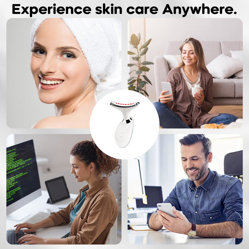 [Australia] - Red Light Therapy for Face, 7 Color LED Facial Light Therapy Wand for Skin Care at Home Blue Light Therapy Face Massager Tool for Neck (White) White 