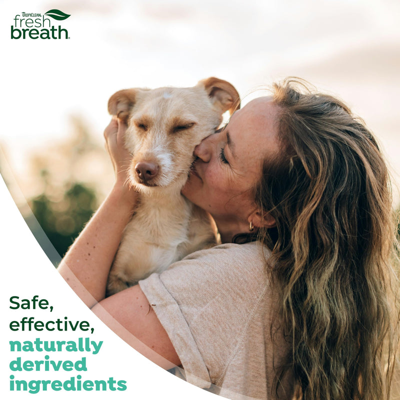 [Australia] - TropiClean Fresh Breath - Kong Dental Ball for Medium Dogs - Dog Teeth Cleaning Kit - Removes Plaque - Peanut Butter & Honey Dog Toothpaste, 1oz 