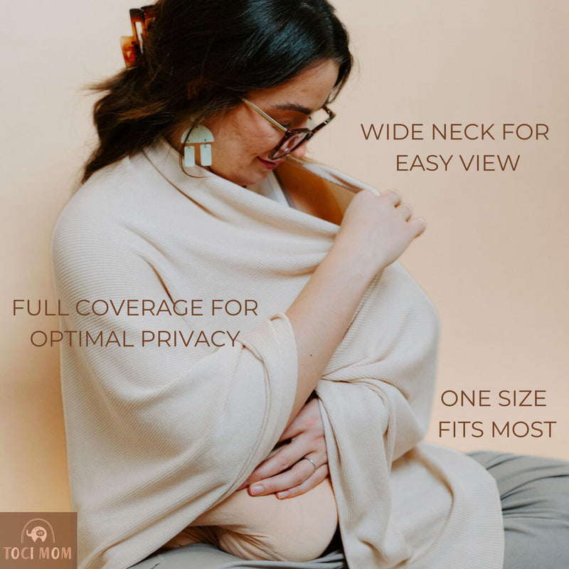 [Australia] - Nursing Cover for Breastfeeding | Full Coverage | Breathable & Soft | Wide Viewing Neck | Stretchable Modal Fabric Cream 