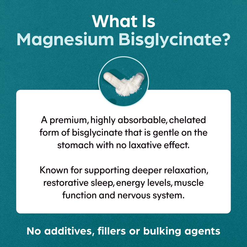 Purolabs Magnesium Bisglycinate 250mg | High Absorption | Energy, Sleep & Muscle Support | Gentle on Stomach | Vegan, Non-GMO, Allergen-Free | 60 Capsules | Made in UK