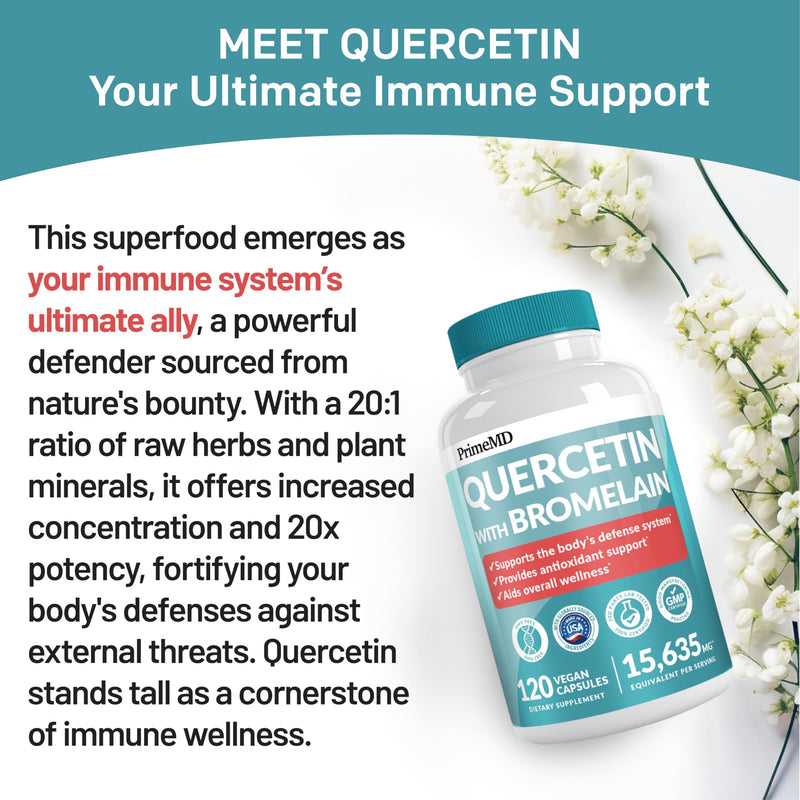 [Australia] - 28-in-1 Quercetin with Bromelain Supplement for Daily Immune Defense Support - Quercetin with Vitamin C and Zinc for Adults Enriched with Vitamin D and Elderberry (120ct) 120 Count (Pack of 1) 