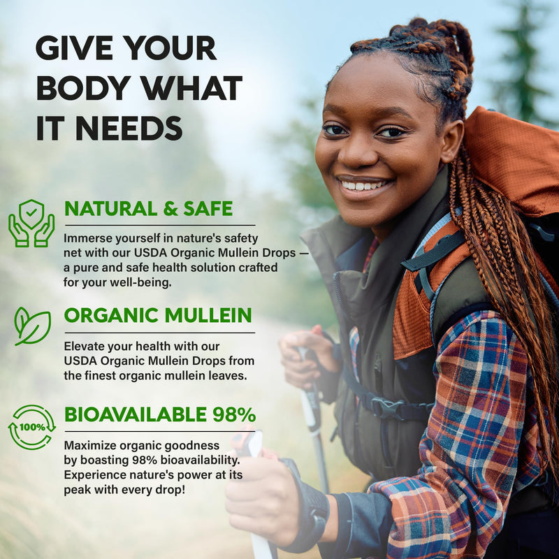 [Australia] - USDA Organic Mullein Drops for Lungs - Mullein Leaf & Licorice Extract Supplement - Made in USA - Lung & Bronchial Cleanse for Smokers - Respiratory Health Support - As Liquid, Tincture, Tea - 4 fl oz 