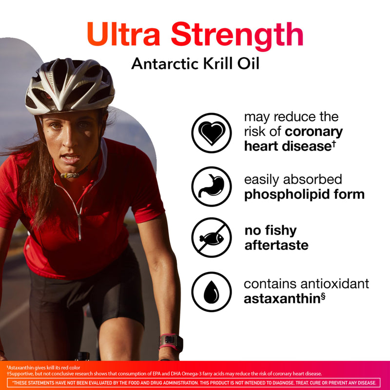 MegaRed Antarctic Krill Oil 1000mg, Omega 3 Fatty Acid Supplement, Ultra Concentrate EPA & DHA Softgels, Antioxidant Astaxanthin, Heart Health Supplement with No Fish Oil Aftertaste, 60ct | Antioxidant Astaxanthin, Phospholipids, EPA & DHA, Heart Suppo...