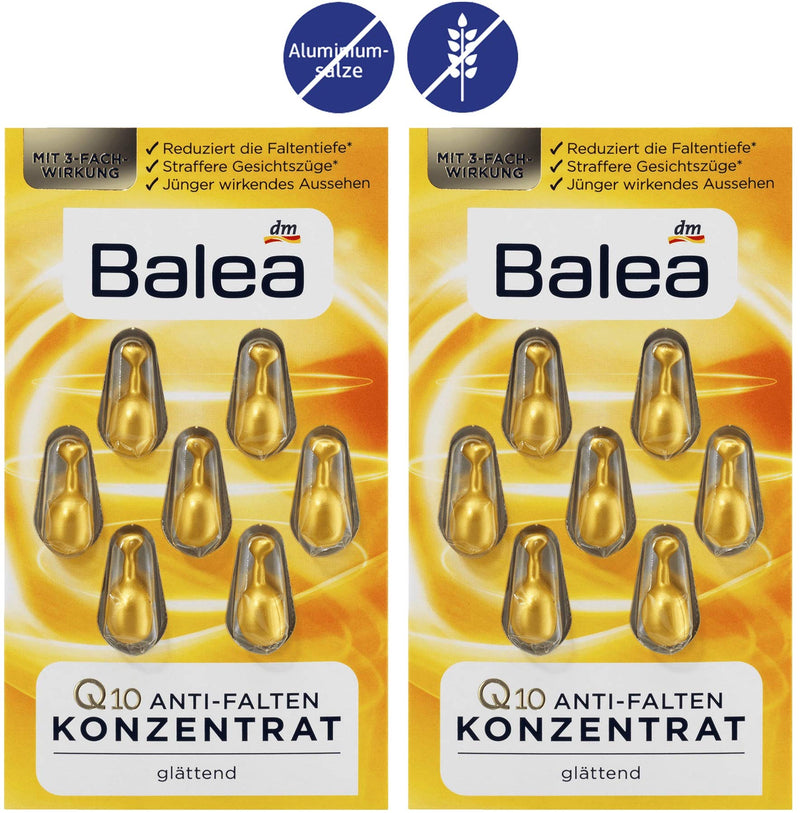5packs x 7 pcs I 35 applications Balea Anti-Wrinkle Oil Concentrate with Q10, Vitamin E and Ginseng Extract/Germany