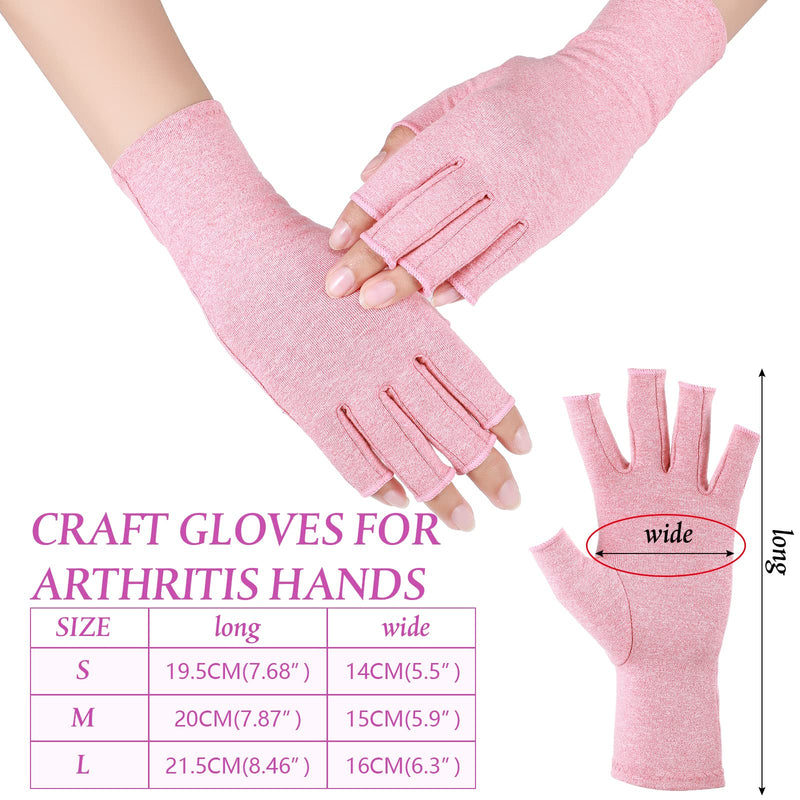 [Australia] - 8 Pairs Arthritis Compression Gloves Relieve Muscle Pain Fingerless Gloves Bulk Typing Gloves for Women Men Colorful Medium 