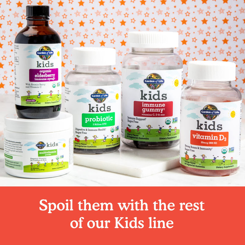 [Australia] - Garden of Life Kids Immune Support Gummies with Vitamin C, D as D3 & Zinc for 3-in-1 Daily Children’s Immunity – Organic, Non-GMO, Gluten-Free, Vegetarian, Sugar Free, Cherry Flavor, 30 Day Supply 60 Count (Pack of 1) 
