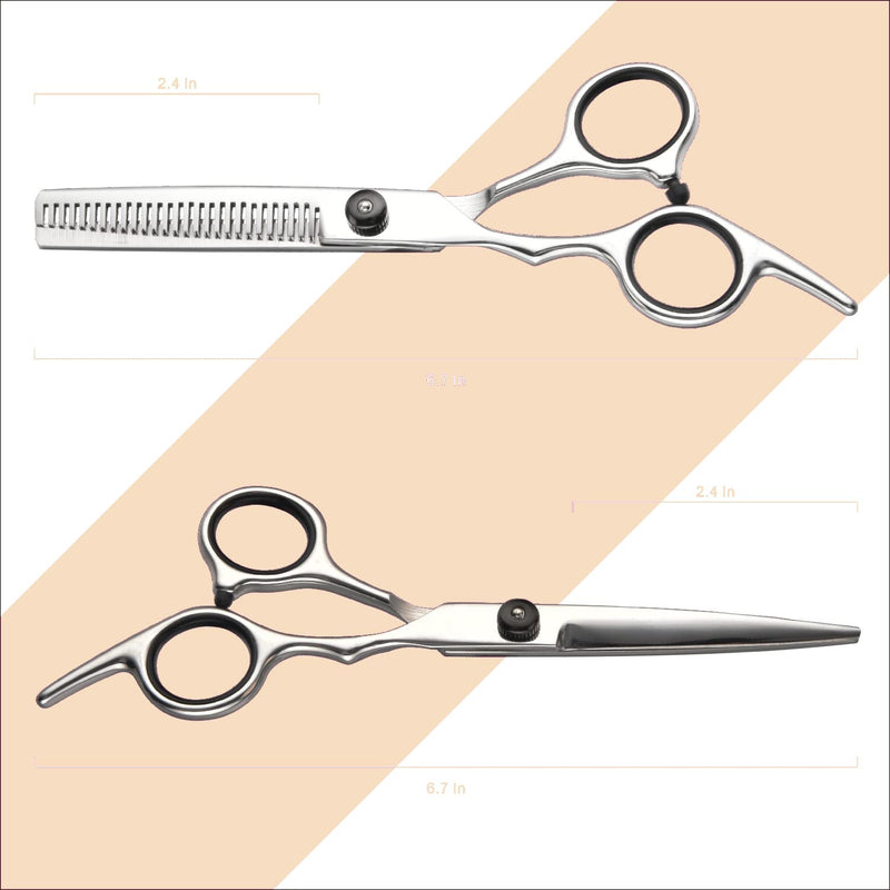 [Australia] - Fcysy Professional Hair Scissors Thinning Scissors Set, Fcysy Hair Cutting Scissors Set Hairdresser Hair Scissors Hairdresser Thinning Scissors Hairdressing Scissors Hairdressing Set for Women Men Dogs Black Hair Scissors Set 