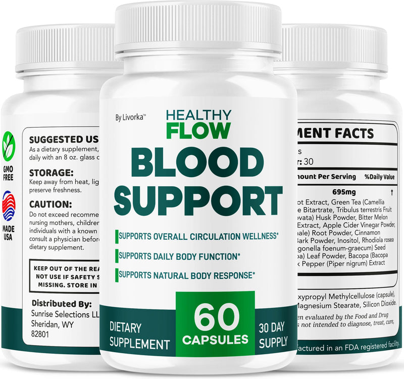 (5 Pack) Healthy Flow Blood Support - HealthyFlow Support Supplement Capsules Daily Premium Advanced Formula Pills - Maximum Strength, Vitamins for Overall Health & Wellness, 300 Capsules for 5 Months
