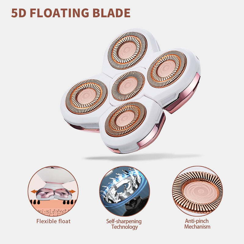 Women's Electric Shaver Replacement Heads, Face & Body Razors, White