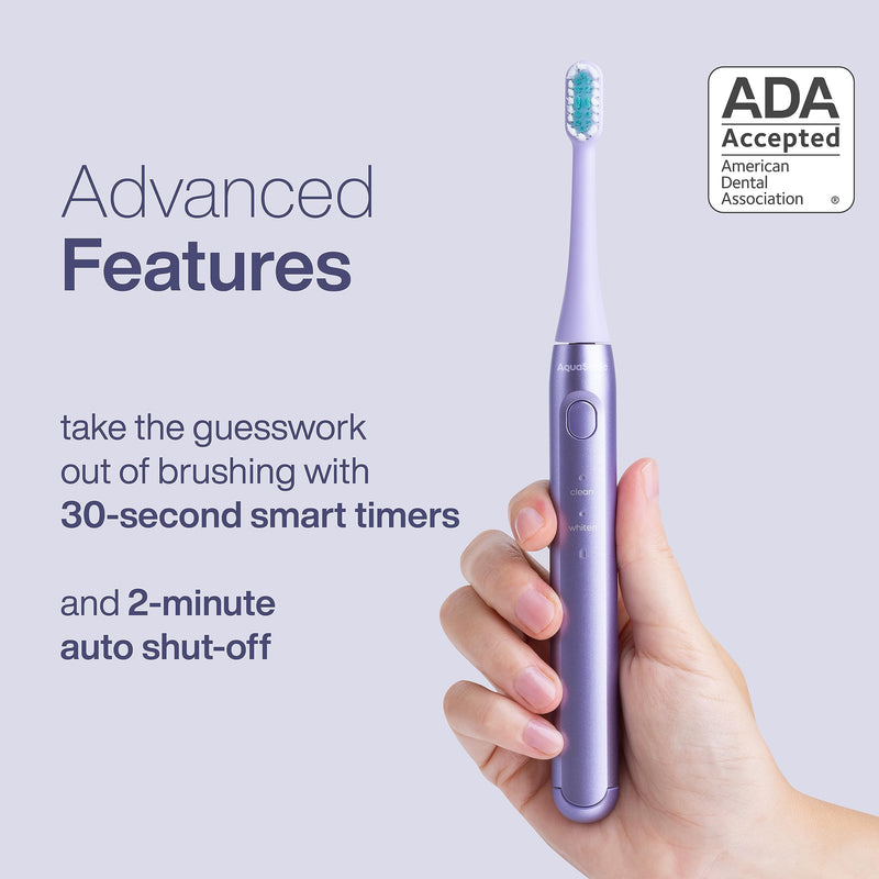 [Australia] - Aquasonic Icon ADA-Accepted Rechargeable Toothbrush | Magnetic Holder & Slim Travel Case | 2 Brushing Modes & Smart Timers | Gentle Micro-Vibrations (Lilac) Lilac 1 Count (Pack of 1) 