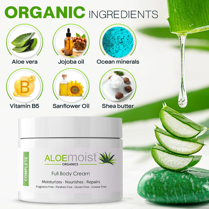 Organic Aloe Vera Face Cream & Body Moisturizing Cream, Natural Aloe Vera Lotion with Vitamin E Oil, Vitamin C, Retinol Cream, Shea Butter – Anti Aging Face Moisturizer for Women, Dry Skin (8 oz) 8 Ounce (Pack of 1)