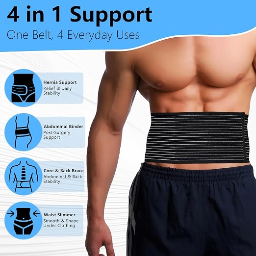 Umbilical Hernia Belt for Men and Women,Abdominal Support Binder with Compression Pad, Belly Button Umbilical Hernia Belts for Men(XXL) XX-Large