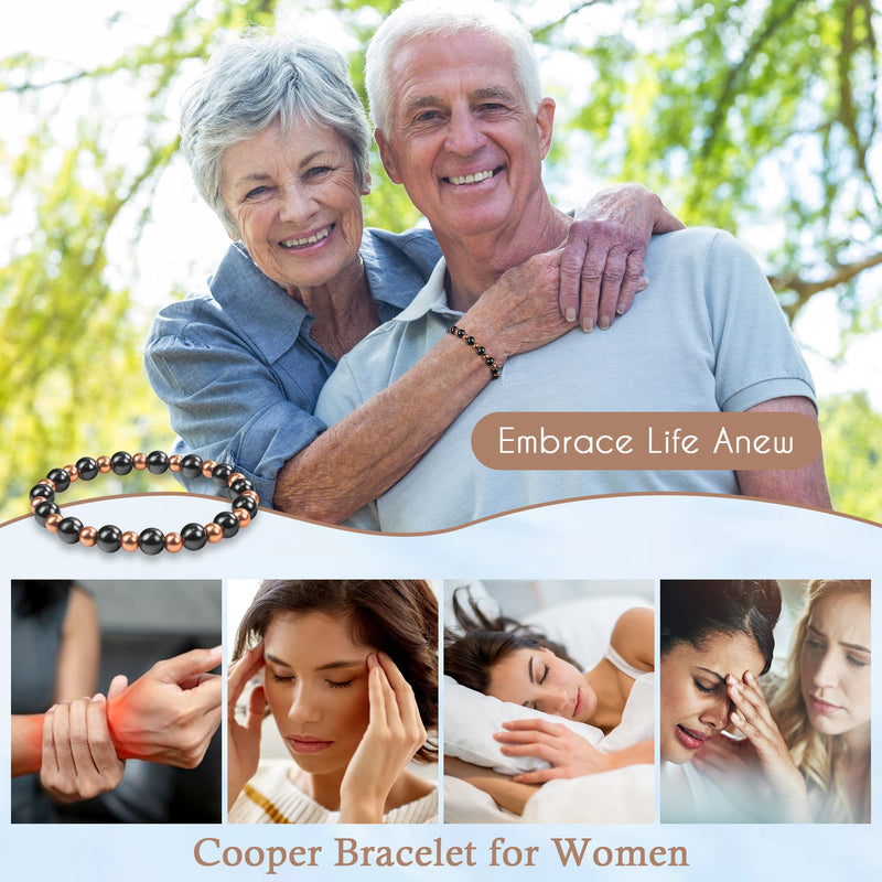 [Australia] - Copper Bracelets for Women Magnetic Bracelet as Boss Gifts for Women,Dainty Copper Jewelry with 3800 Gauss Magnets, Birthday Gifts for Her Stretch Bead Braclets Pulseras Para Mujer Women 6.5"-8.5" 