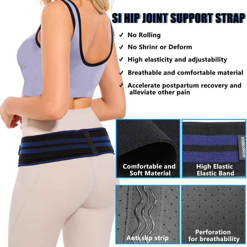 Sacroiliac SI Joint Belt - Lower Back Brace for Men and Women,Hip Braces for Pain Relief,Pelvic Support Belt for Sciatica Pelvis Lumbar(Large,Hip circumference45-54") Large Black