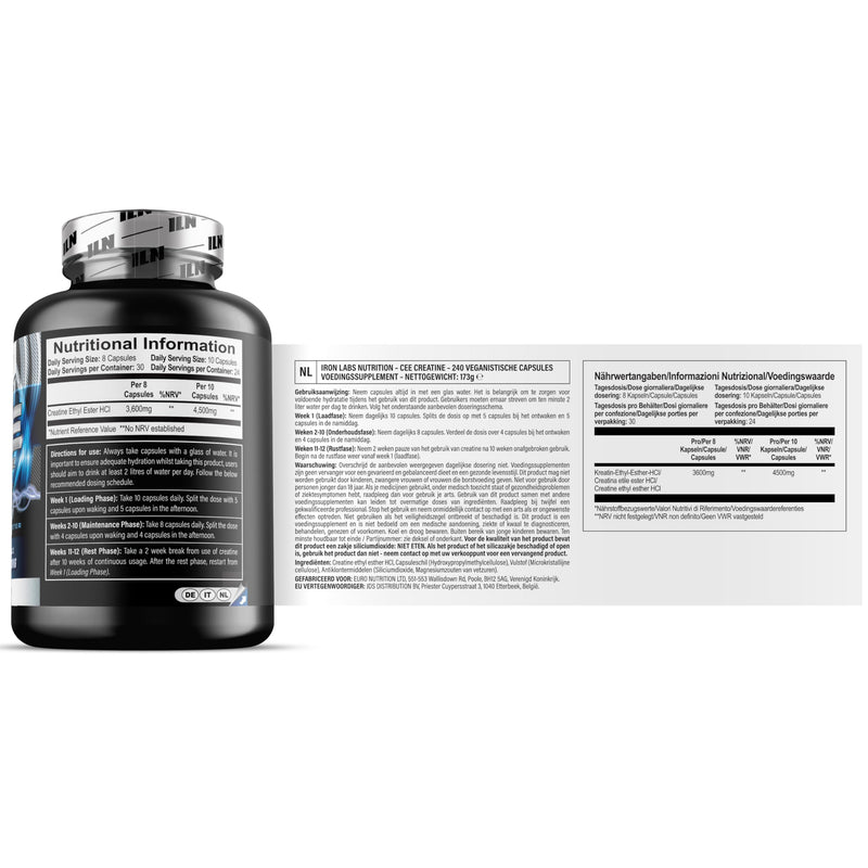 Creatine Ethyl Ester Capsules – 3600mg CEE – Advanced Creatine Supplement – Vegan & Vegetarian (240 Capsules)