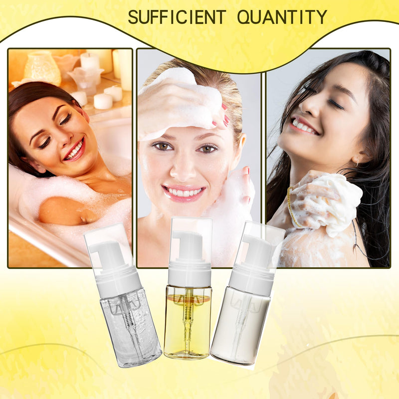 60 Pcs Mini Foam Pump Bottle Bulk 1 oz/ 30 ml Empty Travel Size Plastic Soap Foaming Bottles Small Clear Foaming Soap Dispenser Refillable Mousse Bottles for Lash Shampoo Portable Hand Sanitizer