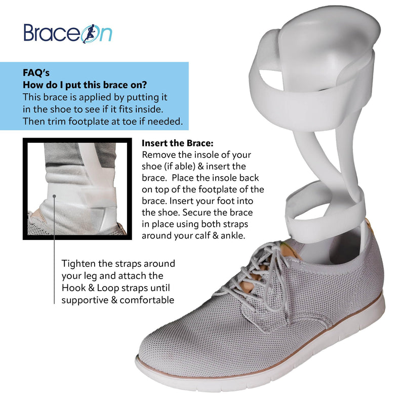 BraceOn AFO Swedish Drop Foot Stabilizer for Walking and Exercise, Drop Foot Braces for Men, AFO Brace & Foot Drop Braces, Foot Boot for Injured Foot, Men, Left Men Left