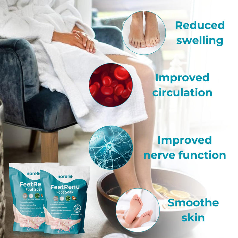 [Australia] - Norelie FeetRenu Foot Soak with Tea Tree Oil and Epsom Salt, Hydrating Foot Soak for Relaxation, Foot Soaking Salts for Cracked Heels and Tired Feet, Soothes Achy Feet and Softens Skin 