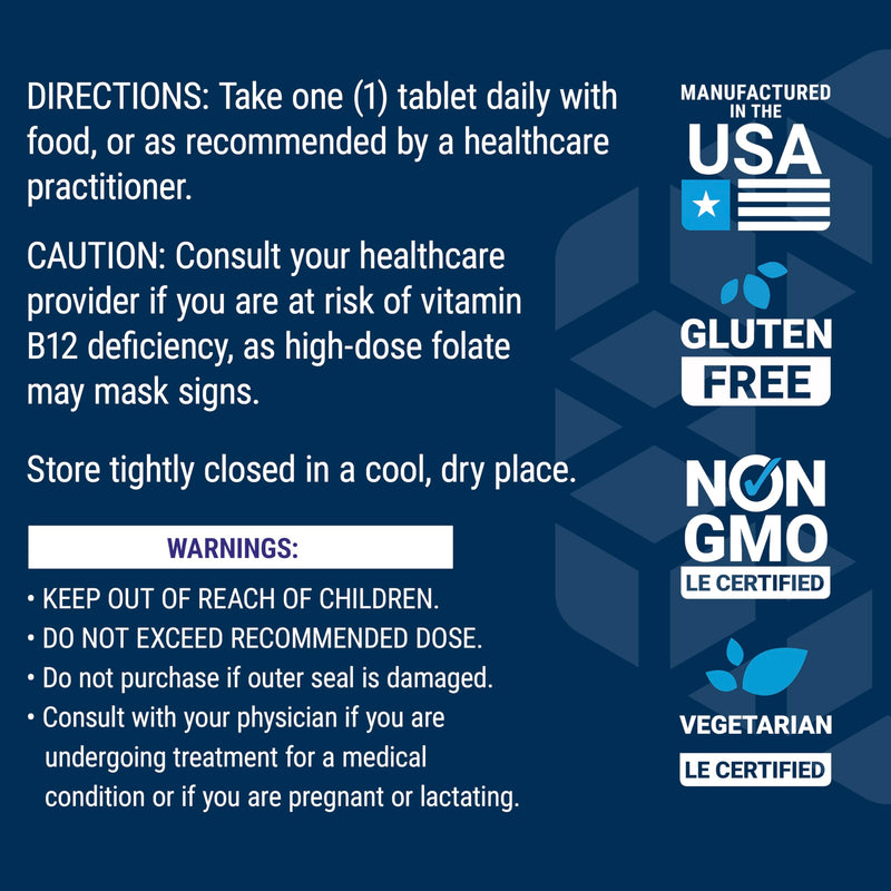 Life Extension Optimized Folate – L-methylfolate – Heart & Brain Support, Healthy Homocysteine Levels – Non-GMO, Gluten-Free, Vegetarian – 1700 mcg DFE, 100 Vegetarian Tablets | L-Methylfolate for Heart & Brain Support & Healthy Homocysteine Levels, No...