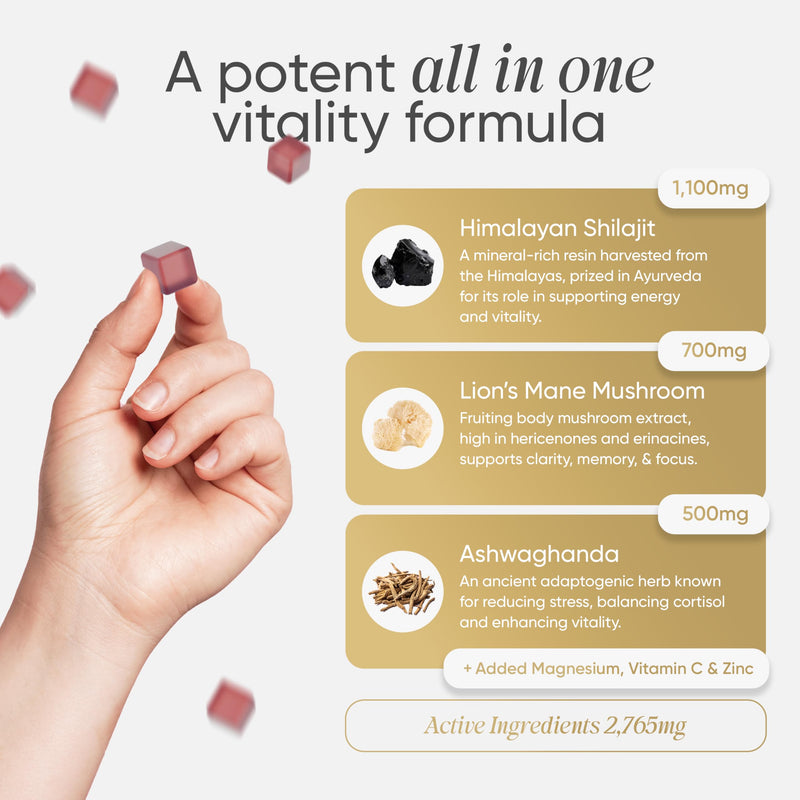 Max Strength 2,765mg, 90 Shilajit Gummies, Authentic Himalayan Origin + Lions Mane Mushroom, Ashwagandha, Magnesium, Zinc & Vitamin C, Vegan & Sugar-Free,Passion Fruit Flavour (45 Days Supply)