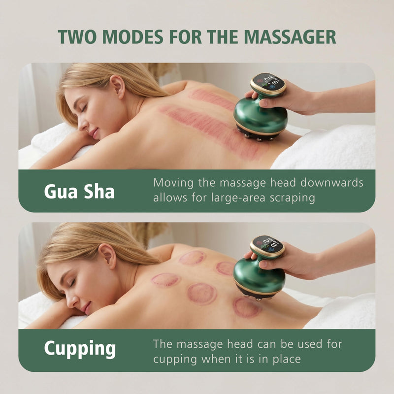 Electric Cupping Massager, 9-Level Suction & Heat for Back | Deep tissue massage; soothing muscle; body sculpting; gua sha scraping; compact for home & travel