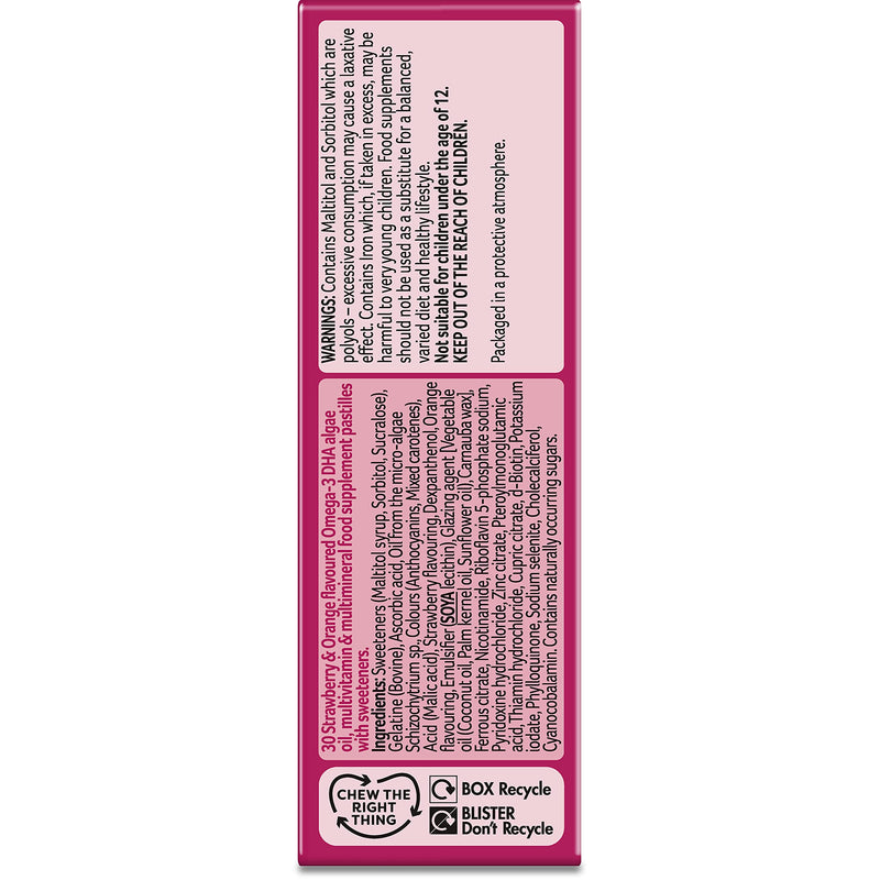 Bassetts Vitamins Pregnancy+ Omega-3 DHA Multivitamins & Multiminerals Strawberry & Orange Flavour 30 Gummy Pastilles Strawberry, Orange 30 count (Pack of 1)