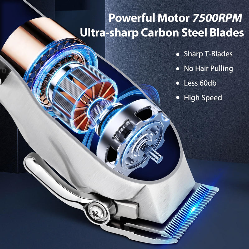 [Australia] - Professional Cordless Hair Clippers for Men, Maquina Para Cortar Pelo De Hombre Rechargeable LED Display Mens Beard Trimmer Full Metal Body Low Nosie Home Barber Hair Cutting Kit Set for Men/Kids 