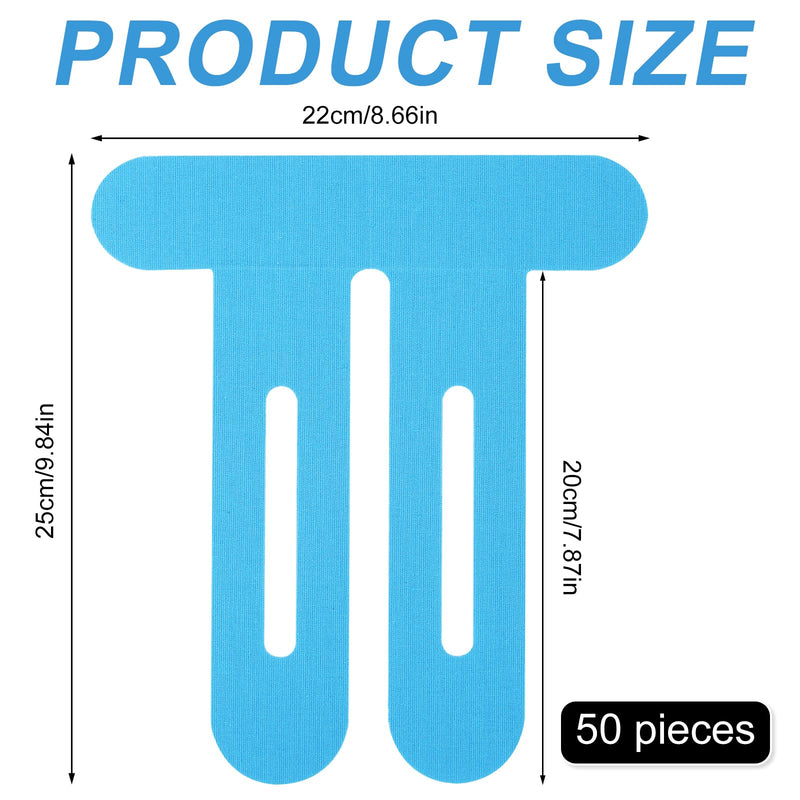 [Australia] - 50pcs Kinesiology Tapes for Knees Pain, Precut Waterproof Kinetic Knee Patch K Tape Strips Breathable & Latex-Free Athletic Sticker Patches for Stability & Muscle Sports Support(Blue) 