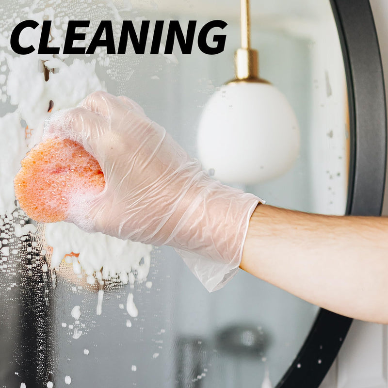 [Australia] - Basic Vinyl Exam Gloves, 4 Mil Powder-Free Food Safe House Cleaning Disposable Medical Glove, Clear 100 Pcs Clear (Medium 100) 