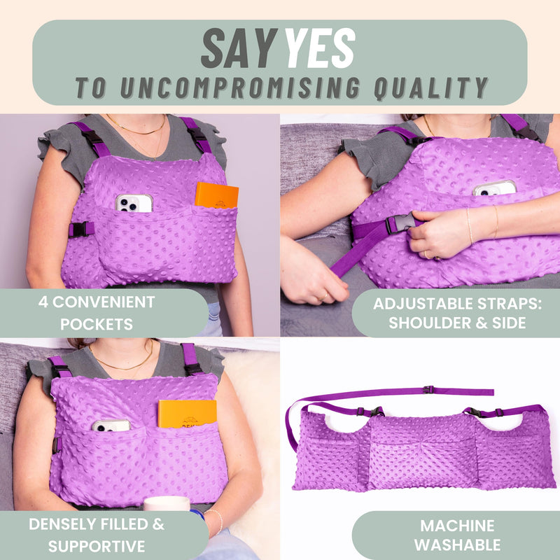 [Australia] - MOYOAMA Post Mastectomy Pillow – Hands-Free Protection with Secure Strap & Easy-Clean Washable Cover Breast Surgery Must Haves,Breast Reduction Recovery Supplies,Breast Augmentation,Post Op Essentials Field Lavender 