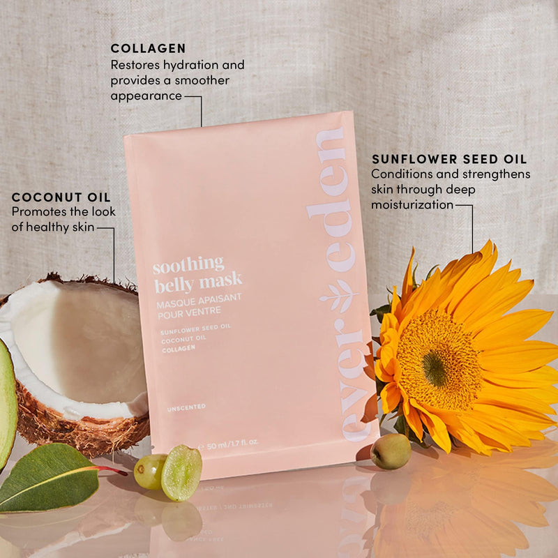 [Australia] - Evereden Soothing Belly Mask - 4 Belly Masks for Pregnant Women - One Size - Hydrating, Nourishing, & Soothing Pregnancy Skin Care Belly Masks - Clean & Vegan Pregnancy & Maternity Products 1 Count (Pack of 4) 