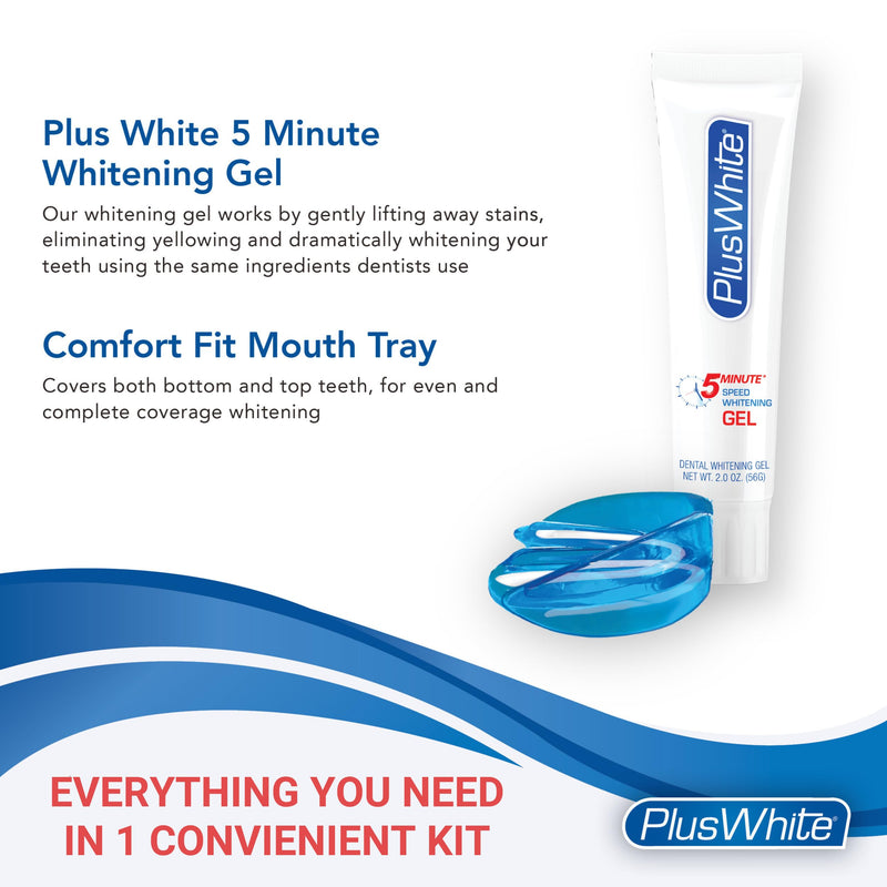 Plus White Whitening Kit - 5 Minute Speed Whitening Gel & Comfort Fit Mouth Tray - Professional Teeth Whitening Kit w/Dentist Approved Ingredient for Tooth Whitening (2 oz) 2 Ounce (Pack of 1)