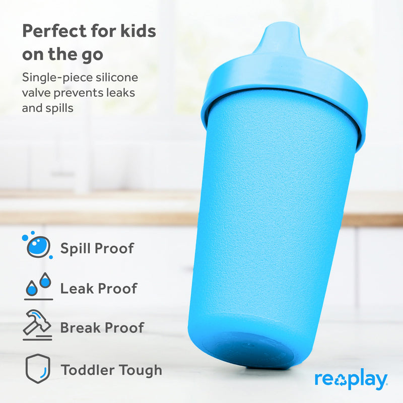 [Australia] - Re-Play Made in USA 10 Oz. Sippy Cups for Toddlers, Set of 3 - Reusable Spill Proof Cups for Kids, Dishwasher/Microwave Safe - Hard Spout Sippy Cups for Toddlers 3.13" x 6.25", Preschool 
