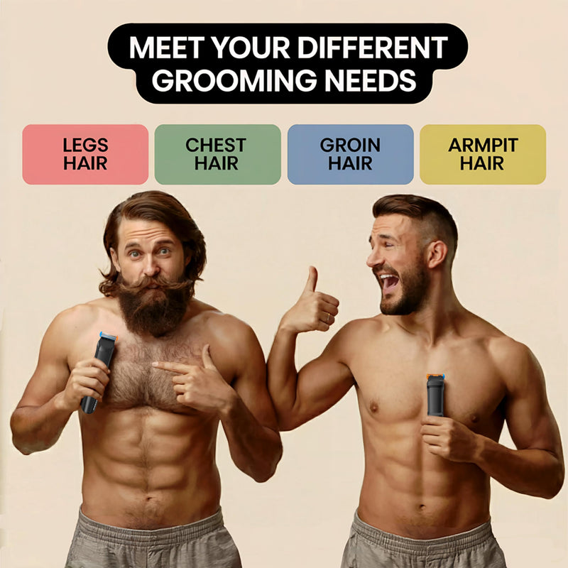 Beard & Body Trimmer for Men – Painless Ball Shaver, Groin Trimmer for Pubic Hair, Body and Sensitive Skin – USB-C Cordless Electric Razor with 2 Replacement Blades, 3 Guide Combs Trimmer with 3 Blades (Full Set)