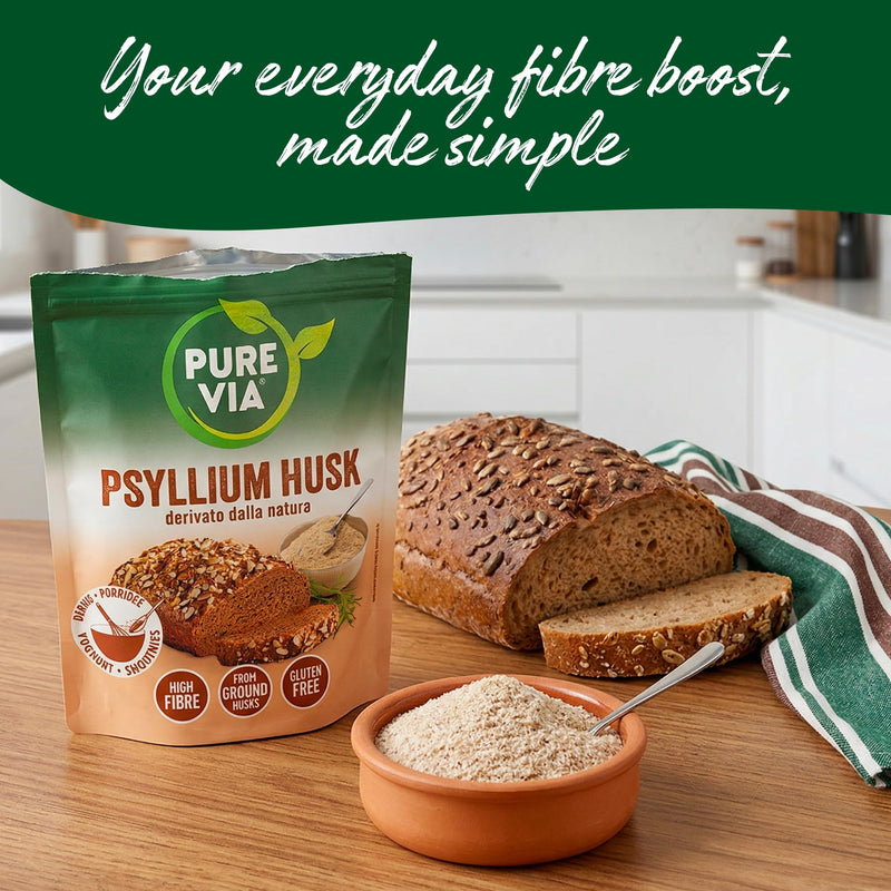 Pure Via Psyllium Husk 500g | Plant-Based Fibre | Fine Milled for Easy Mixing | Ideal for Smoothies, Baking & Everyday Recipes | Vegan & Gluten-Free