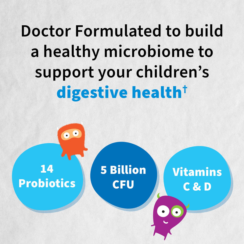 [Australia] - Garden of Life Dr. Formulated Probiotics Organic Kids+ plus Vitamin C & D, Strawberry Banana, Gluten Dairy & Soy Free Immune & Digestive Health Supplement, No Added Sugar, 30 Chewables (Shelf Stable) 
