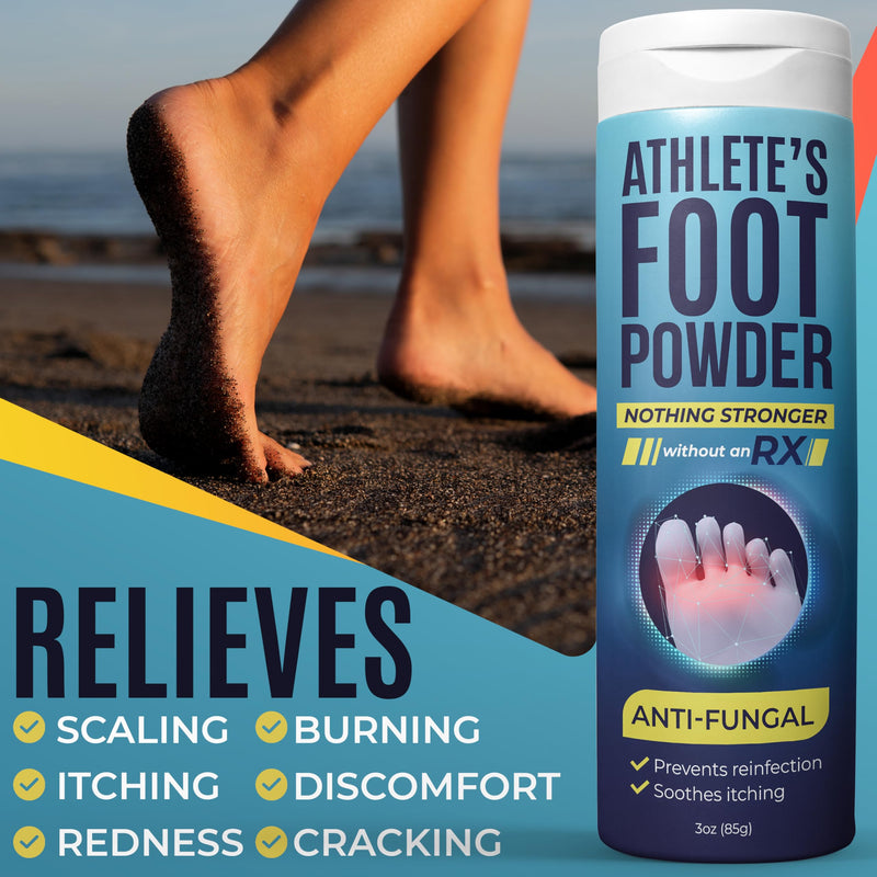 Athlete's Foot Powder with Miconazole Nitrate 2% Controls Odor & Fungus | Relieves Itchy, Burning Feet & Controls Odor, Athlete's Foot Treatment Helps Prevent Fungus & Reinfection, 3 oz Pack of 3