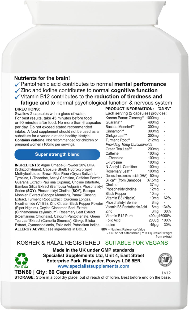 Turbo Brain (Mental Performance Brain Supplement), 60 Capsules