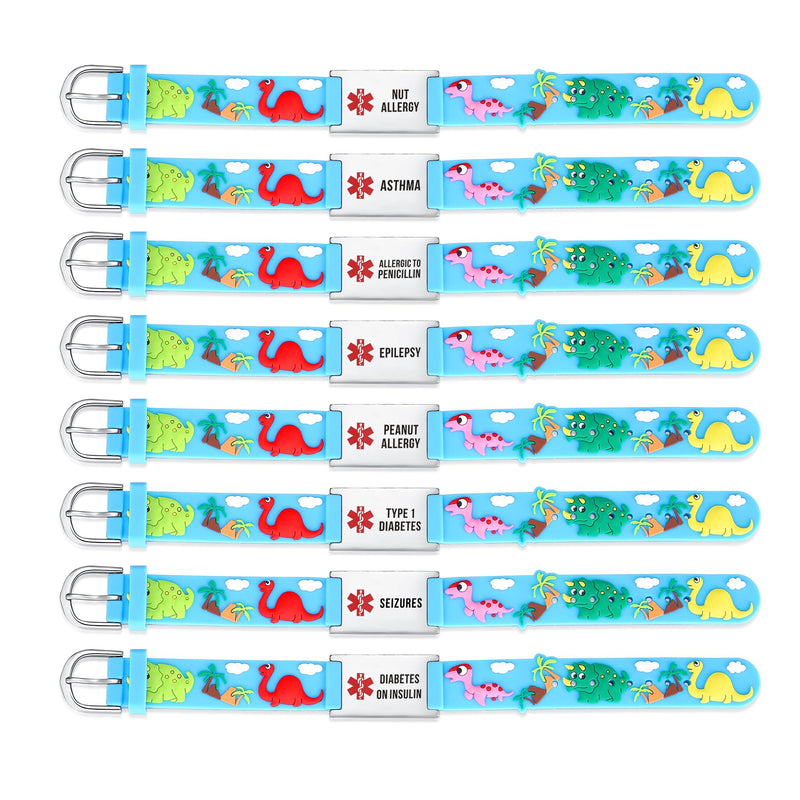 [Australia] - LinnaLove Medical Alert Bracelets Cartoon Emergency ID bracelets with Engraved Blue type 1 diabetes 